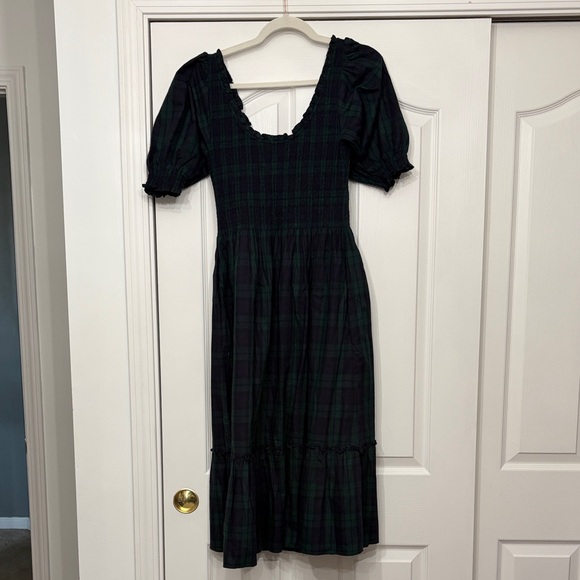Hill House Tartan Louisa Plaid Puff Sleeve Midi Nap Dress - Picture 4 of 5